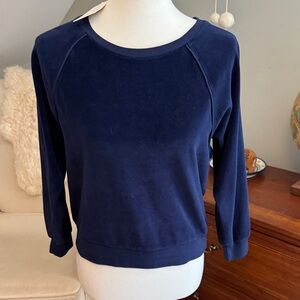 Navy Blue Raglan Sleeve Sweatshirt velour Suzie Kondi